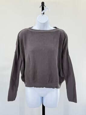 Planet by Lauren G Gary Knit Cropped Pull Over O/S Sweater Minimalist Neutral